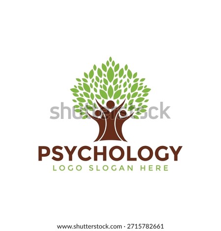 A stylized logo featuring a tree with green leaves and a brown trunk, incorporating human figures, conveying psychology, growth, and unity. The design is simple, yet effective, making it suitable for various applications.