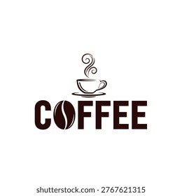 A stylized logo featuring the word COFFEE with a coffee bean replacing the 'O' and a steaming cup above.