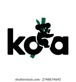 Stylized logo featuring the word koa with a koala illustration
