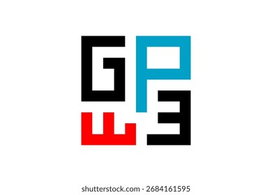 un logotipo estilizado formado por las letras "G", "P" y "E" dispuestas en forma cuadrada