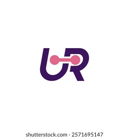stylized logo with the letters "U" and "R" connected by a pink line with two pink circles.
