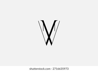 Logotipo estilizado que combina las letras V y W en forma abstracta y moderna para la marca, monograma o identidad visual
