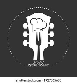 Logo estilizado de un restaurante musical. Ilustración vectorial. Diseño sencillo