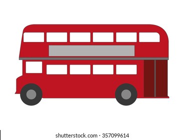 Stylized London iconic double-deck bus on white background