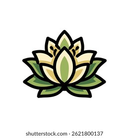 Stylized lotus blossoms in minimalist design float