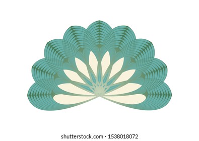 stylized lotus floral symbol in bamboo green shades on white