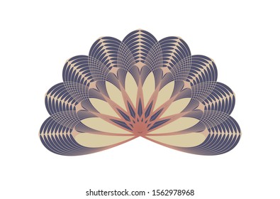 stylized lotus floral symbol in retro purple ivory shades on white