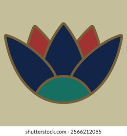 Stylized lotus flower. Ancient Egyptian ethnic floral decor.