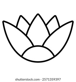 Stylized lotus flower. Ancient Egyptian ethnic floral decor. Black and white linear silhouette.