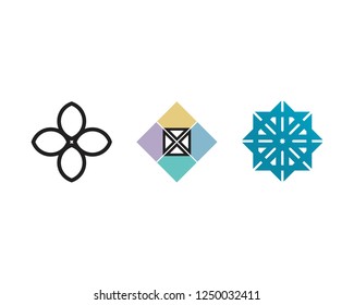 Stylized lotus flower icon vector background