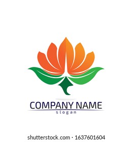 Stylized lotus flower icon vector background design logo
