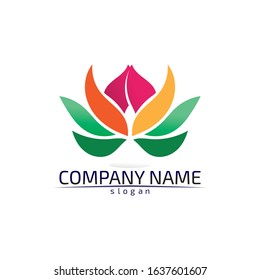 Stylized lotus flower icon vector background design logo