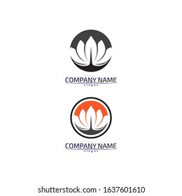 Stylized lotus flower icon vector background design logo