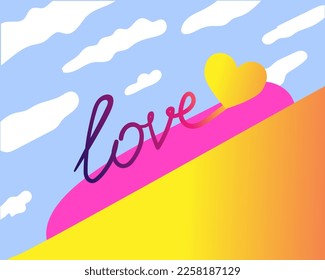 A stylized love lettering with a color gradient. Celebration. Love, sales and marketing. Wall art.