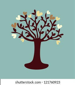 stylized love tree made of hearts