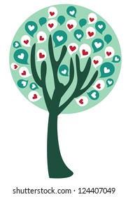 stylized love tree made of hearts