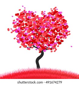 stylized love tree made of hearts vector illustration