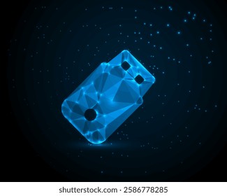 Stylized Low Poly Flash Drive Design on a Dark Blue Gradient Background – Modern, Geometric, and Minimalist USB Concept for Digital Art, 3D Modeling, and Futuristic Tech Visualization