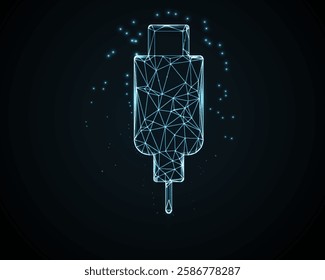 Stylized Low Poly Flash Drive Design on a Dark Blue Gradient Background – Modern, Geometric, and Minimalist USB Concept for Digital Art, 3D Modeling, and Futuristic Tech Visualization