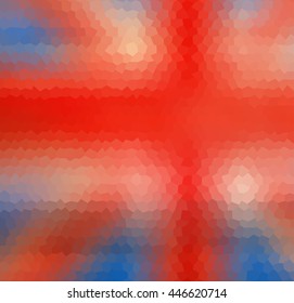 Stylized low poly United Kingdom flag vector. Mosaic geometric background of hexagonal polygons.