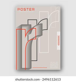 Stylized lowercase letter R. Template for poster, poster, cover, interior design. The idea of creative design