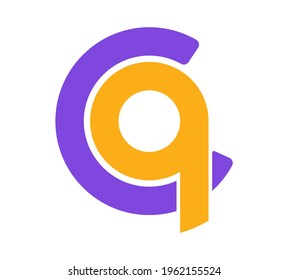 Stylized lowercase letters C and Q are linked by a single line for a logo, monogram, or monogram. Vector illustration isolated on a white background.
