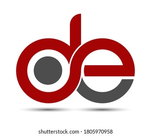 Stylized lowercase letters D and E are linked by a single line for a logo, monogram, or monogram. Vector illustration isolated on a white background.
