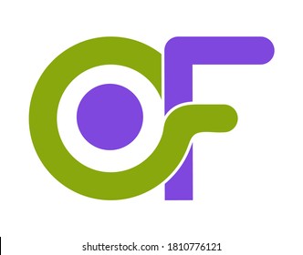 Stilvolle Kleinbuchstaben F und O sind durch eine einzelne Zeile für ein Logo, ein Monogramm oder ein Monogramm verlinkt. Vektorgrafik einzeln auf weißem Hintergrund.
