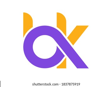 Las letras minúsculas estilizadas A y K están enlazadas por una sola línea para un logotipo, monograma o monograma. Ilustración vectorial aislada en un fondo blanco.