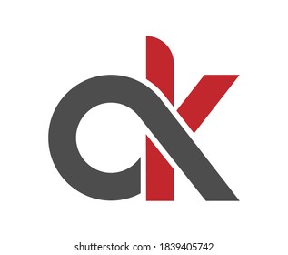 Las letras estilizadas en minúsculas a y k están enlazadas por una sola línea para un logotipo, monograma o monograma. Ilustración vectorial aislada en un fondo blanco.