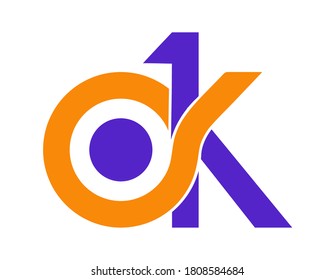 Las letras estilizadas en minúsculas K y O están vinculadas por una sola línea para un logotipo, monograma o monograma. Ilustración vectorial aislada en un fondo blanco.
