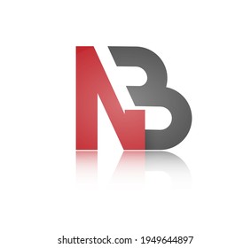 Stylized lowercase letters N and B with reflection, connected by a single line for logo, monogram and creative design. Vector illustration isolated on a white background.