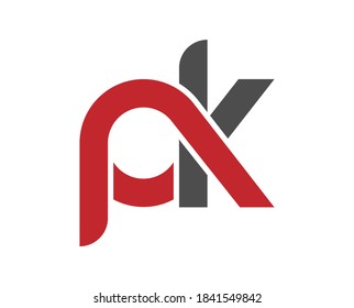 Stylized lowercase letters p and k are linked by a single line for a logo, monogram, or monogram. Vector illustration isolated on a white background.
