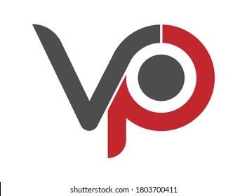 Stylized lowercase letters V and P are linked by a single line for a logo, monogram, or monogram. Vector illustration isolated on a white background.
