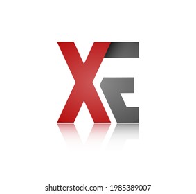 Stylized lowercase letters X and E with reflection, connected by a single line for logo, monogram and creative design. Vector illustration isolated on a white background.