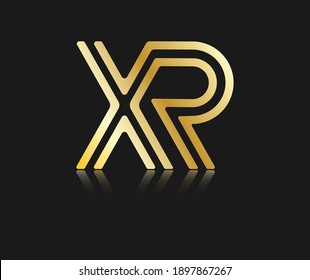 Stylized lowercase letters X and R with reflection, connected by a single line for logo, monogram and creative design. Vector illustration isolated on black.