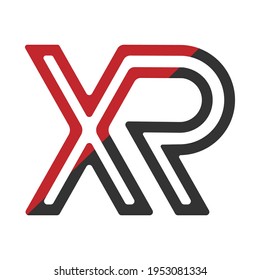 Stylized lowercase letters X and R, connected by a single line for logo, monogram and creative design. Vector illustration isolated on a white background.