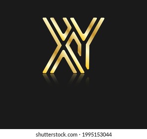 Stylized lowercase letters X and Y with reflection, connected by a single line for logo, monogram and creative design. Vector illustration isolated on black.