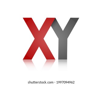 Stylized lowercase letters X and Y with reflection, connected by a single line for logo, monogram and creative design. Vector illustration isolated on a white background.
