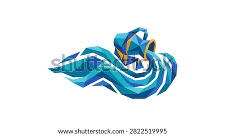 Stylized low-poly Aquarius symbol elegantly pouring water in a modern, abstract design.