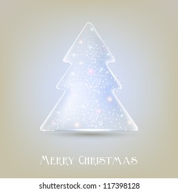 Stylized luminous christmas tree. Vector background with copy space