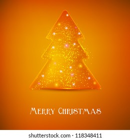 Stylized luminous christmas tree. Vector background with copy space