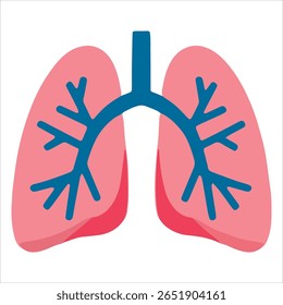 Ilustração estilizada do vetor de pulmões. Ícone anatômico limpo perfeito para marca de saúde e infográficos de parte do corpo.