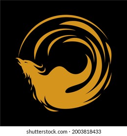 Stylized, Luxury, Powerful, Golden Phoenix Bird Identity Logo Vector Illustration