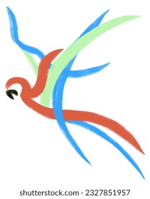 stylized macaw, hand drawn, add a touch of tropical to signs, poster, menus, home decor items