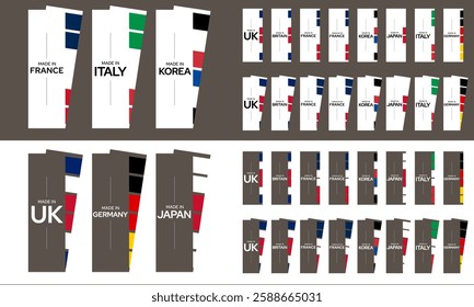 Stylized "Made in" Country Color Swatches