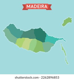 Stylized Madeira Map. Tourist and travel map.