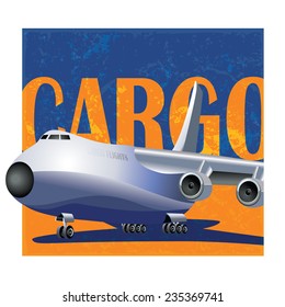 stylized magazine covers composition with a large cargo aircraft. air freight and logistics