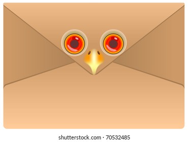 Stylized mailing envelope with the eyes and beak