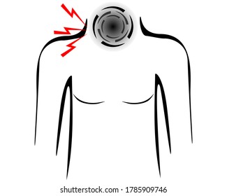 Stylized male body with sore throat symbol